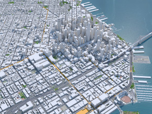 San Francisco city California USA 50km 3D Model