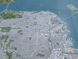 San Francisco city California USA 50km 3D Model
