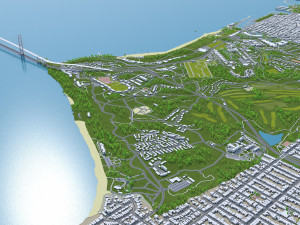 San Francisco city California USA 50km 3D Model