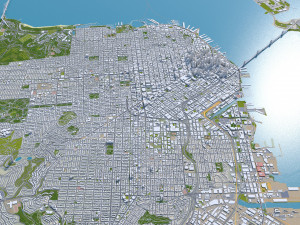 San Francisco city California USA 50km 3D Model
