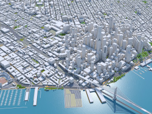 San Francisco city California USA 50km 3D Model