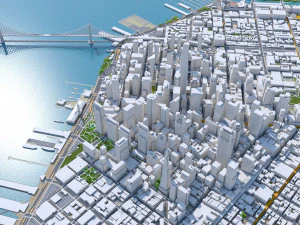 San Francisco city California USA 50km 3D Model