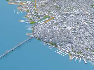 San Francisco city California USA 50km 3D Model