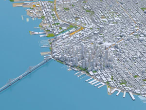 San Francisco city California USA 50km 3D Model