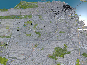 San Francisco city California USA 50km 3D Model