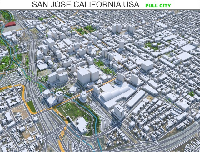 San Jose city California USA 50km 3D-Modell .c4d .max .obj .3ds .fbx .stl .blend 