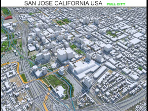 San Jose city California USA 50km 3D Model