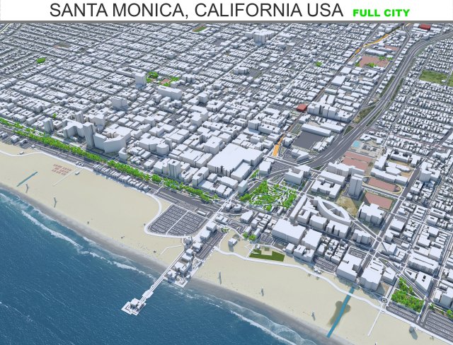 Santa Monica city California USA 20km 3D Model .c4d .max .obj .3ds .fbx .stl .blend 