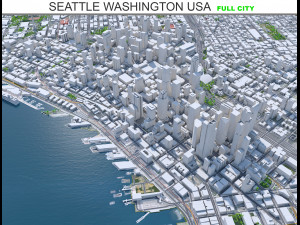 Seattle city Washington USA 55km 3D 模型