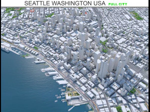 Ville de Seattle Washington USA 55km Modèle 3D