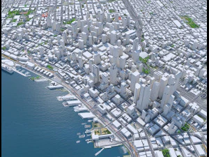 Seattle city Washington USA 55km 3D Model