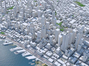Seattle city Washington USA 55km 3D Model