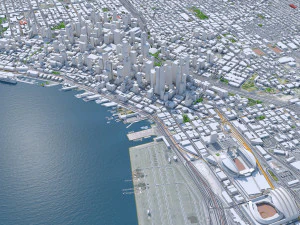 Seattle city Washington USA 55km 3D Model