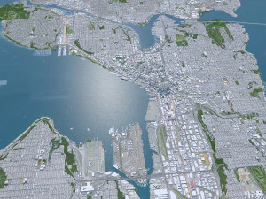 Seattle city Washington USA 55km 3D Model