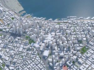 Seattle city Washington USA 55km 3D Model