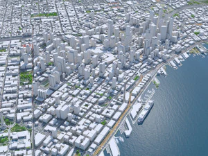 Seattle city Washington USA 55km 3D Model