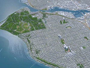 Seattle city Washington USA 55km 3D Model