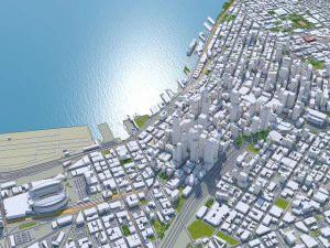 Seattle city Washington USA 55km 3D Model