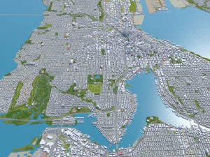 Seattle city Washington USA 55km 3D Model