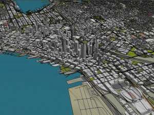 Seattle city Washington USA 55km 3D Model