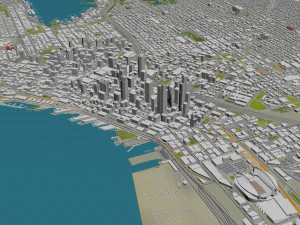 Seattle city Washington USA 55km 3D Model