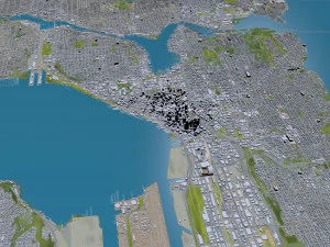 Seattle city Washington USA 55km 3D Model