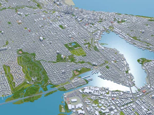 Seattle city Washington USA 55km 3D Model