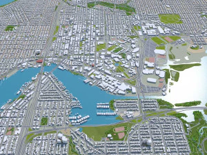 Seattle city Washington USA 55km 3D Model