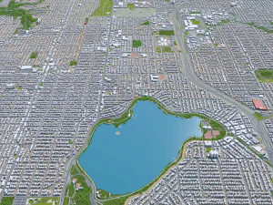 Seattle city Washington USA 55km 3D Model