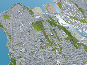 Seattle city Washington USA 55km 3D-Modell