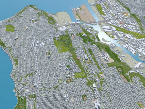 Seattle city Washington USA 55km 3D Model