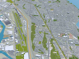 Seattle city Washington USA 55km 3D Model