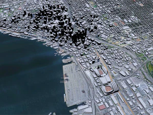 Seattle city Washington USA 55km 3D Model
