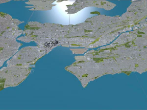 Seattle city Washington USA 55km 3D Model
