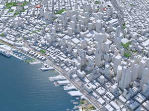 Seattle city Washington USA 55km 3D-Modell