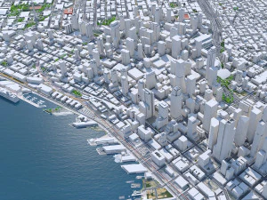Seattle city Washington USA 55km 3D Model