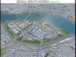Seul şehri G&uuml;ney Kore 75km 3D Model