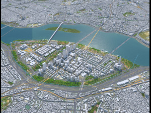 Seoul city South Korea 75km 3D Model