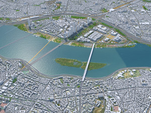 Seoul city South Korea 75km 3D Model