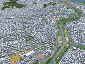 Seoul city South Korea 75km 3D Model
