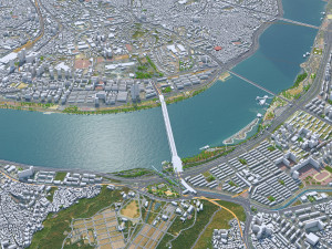 Seoul city South Korea 75km 3D Model