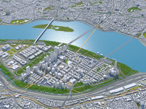 Seoul city South Korea 75km 3D Model