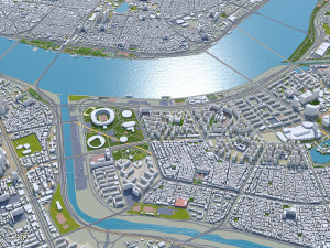 Seoul city South Korea 75km 3D Model