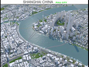 Şanghay şehri Çin 100km 3D Model