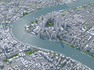 Shanghai city China 100km 3D-Modell