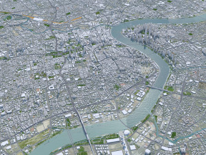 Shanghai city China 100km 3D-Modell