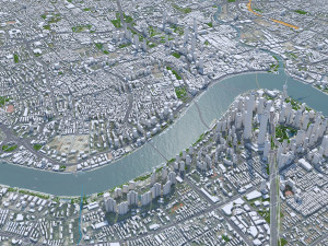 Shanghai city China 100km 3D-Modell