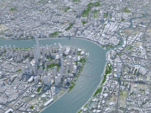 Shanghai city China 100km 3D-Modell