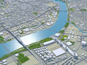 Shanghai city China 100km 3D-Modell