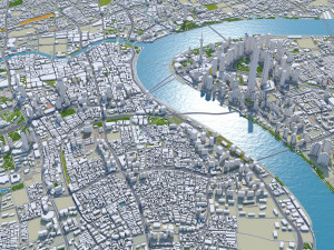 Shanghai city China 100km 3D-Modell
